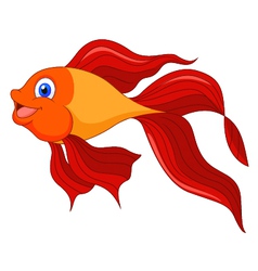 Cute golden fish cartoon Royalty Free Vector Image