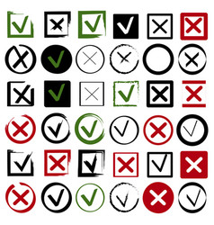 Red Cross Icon Green Mark Icon Color Checklist