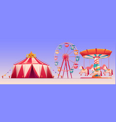 Amusement Carnival Park With Circus Tent Clip Art