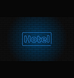 Neon Sign Hotel On Brick Wall Background Vintage