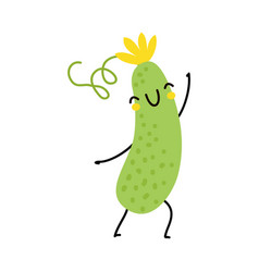 Funny Cucumber Vegetable Character With Cute