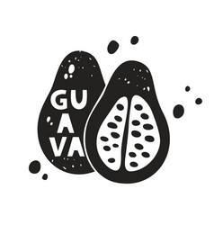 Guava Graphic Sticker Half And Whole Fruit Black