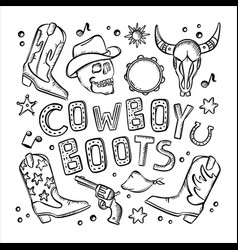 Cowboy Boots Text Monochrome Clip Art