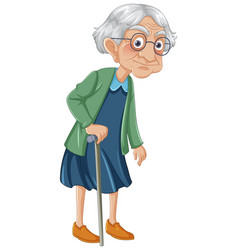 Elderly Woman With Glasses Walking Cartoon