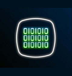 Glowing Neon Line Binary Code Icon Isolated