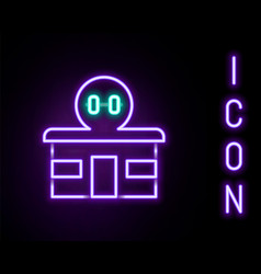 Glowing Neon Line Gym Building Icon Isolated