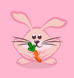 Pink Rabbit With Carrot Cartoon Easter Bunny