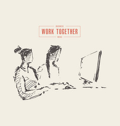 Two Business Women Computer Work Together