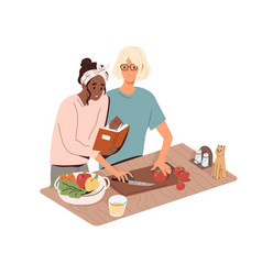 Couple Cook With Culinary Book Reading Recipe