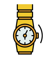 Gold Rap Watch Icon Color Outline