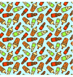 Icon Of Cute Doodle Pattern Soft Drink And Cola