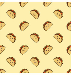 Icon Of Cute Doodle Pattern Fast Food Taco