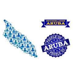 People Composition Of Mosaic Map Of Aruba Island