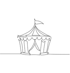 Single One Line Drawing Circus Tent Shaped