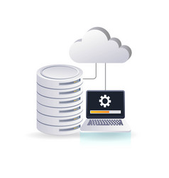 Upgrade Maintenance Cloud Server Flat Isometric 3d