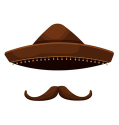 Funny Mexico Moustache In Cartoon Style Isolated