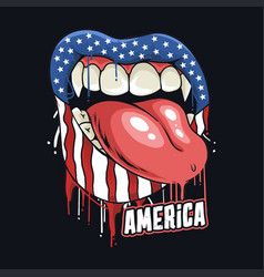 Lips In Dripping Color American Flag