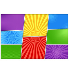 Pop Art Background Set Comic Starburst Patterns