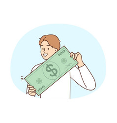 Smiling Man With Huge Dollar Bill