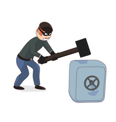 Cartoon Safecracker Holds A Sledgehammer