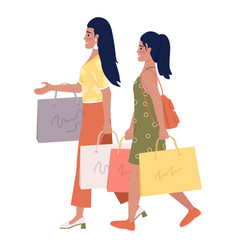 Happy Mom And Daughter With Shopping Bags Semi