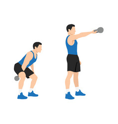 Man Doing One Arm Kettlebell Swings Exercise