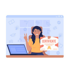 Smiling Girl Holding Certificate 2d Isolated