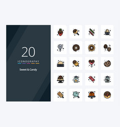 20 Sweet And Candy Line Filled Icon For