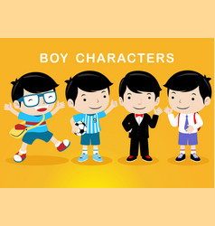 Boy Cartoon Character With Different Costume