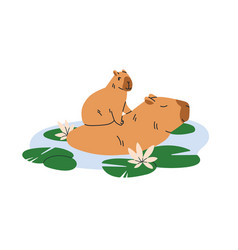 Cute Capybara Family Funny Mother And Baby Cub