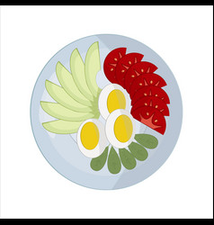 Peeled Avocado Egg Halves Red Tomatoes Icons