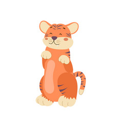 Cute Cartoon Baby Tiger Standing On Two Legs