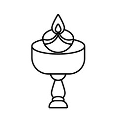 Diwali Candle In Wooden Table Line Style Icon