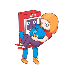 Atm Character Carries A Girl In Her Arms