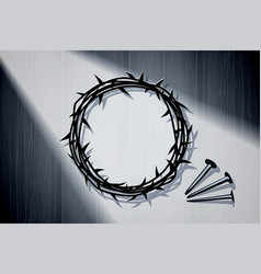 Crown Of Thorns With Nails On Wooden Background