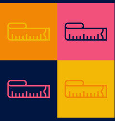 Pop Art Line Tape Measure Icon Isolated On Color