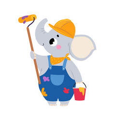 Elephant Builder Character Standing With Paint