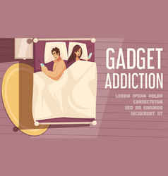 Gadget Addiction Poster With Young Couple Lying