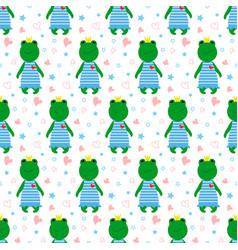 Pattern With A Cute Frog In A Crown And Stars