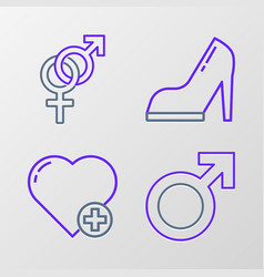 Set Line Male Gender Symbol Heart Woman Shoe