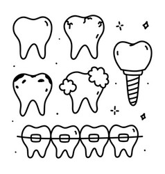 Set Of Health Diseases Teeth Implants