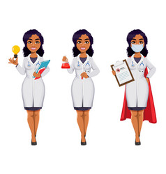 African American Female Doctor Wearing White Coat