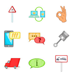 Commercial Vehicle Icons Set Cartoon Style