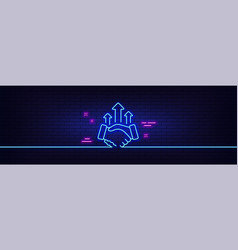 Deal Line Icon Business Handshake Sign Neon