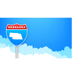 Nebraska Map On Road Sign Welcome To State