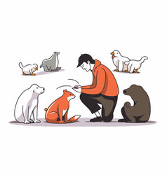 A Man Playing With Cats And Dogs