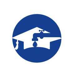 Faucet And Graduation Cap Icon Logo Design