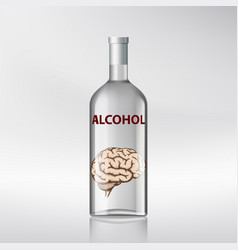 Human Brain Inside A Bottle With Alcohol