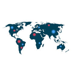 World Map With Blue And Red Spot Global