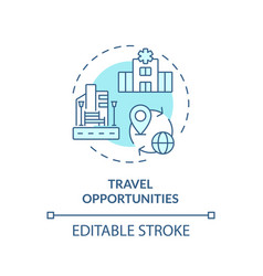 2d Thin Line Blue Icon Travel Opportunities